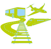 Illustration buss, t&aring;g, flyg - infrastrukturdagen