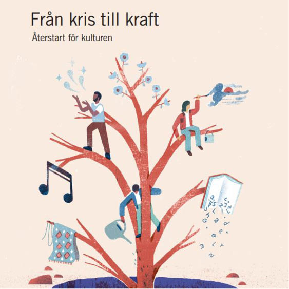 Från kris till kraft - Återstart för kulturen. Rapportframsida med illustration av ett träd