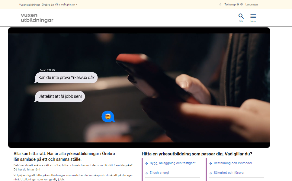 Skärmklipp vux.regionorebrolan.se